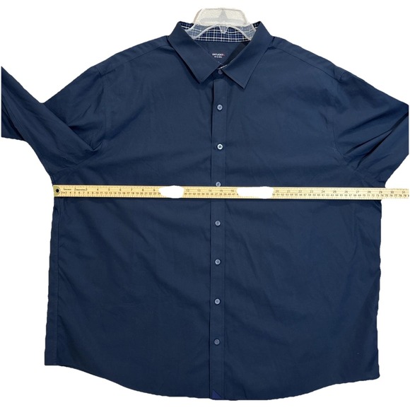 Untuckit 3X NAVY BLUE Mens Button Shirt 100% Cotton WRINKLE FREE Flip Sleeve EUC - Picture 4 of 5